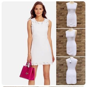 NWOT Diane Von Furstenberg Caralyn White Eyelet Mini Sheath Dress